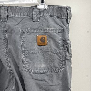 Carhartt Canvas Carpenter Pants Mens Size 38x32 Dungaree Gray Workwear B151 FAT